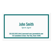 Teal Border Sports Agent Business Card