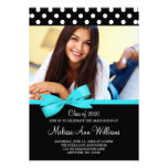 Teal Bow Polka Dots Photo Graduation Announcement