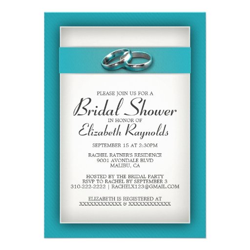 Teal Bridal Shower Invitations