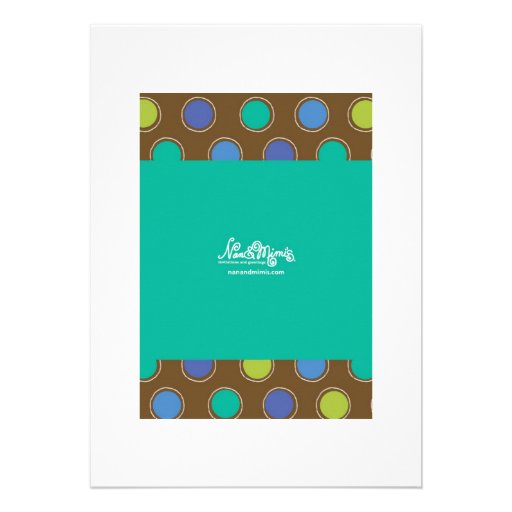 Teal, brown and blue polka dot invitations