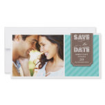 TEAL &amp; BROWN BANNER | SAVE THE DATE ANNOUNCEMENT PHOTO CARD TEMPLATE