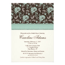 Teal Brown Bridal Shower Invitations