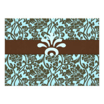 Teal & Brown Brocade Bridal Shower Invitation
