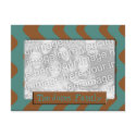 teal brown stripes photo frame postcards