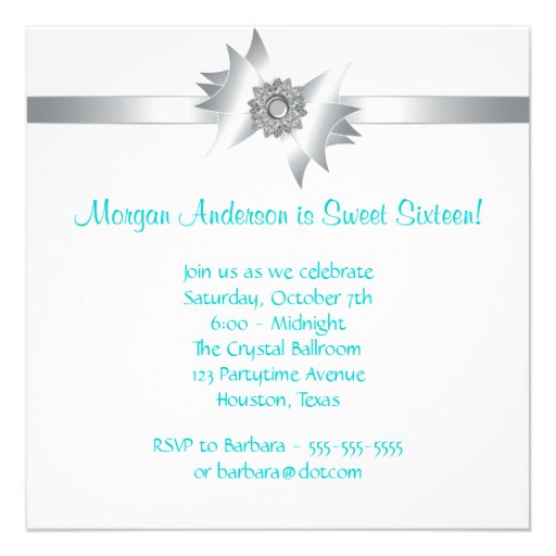 Teal Bubbles Butterflies Sweet 16 Party Custom Invitations