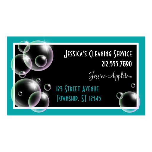 Teal Bubbles Cleaning Service Business Cards