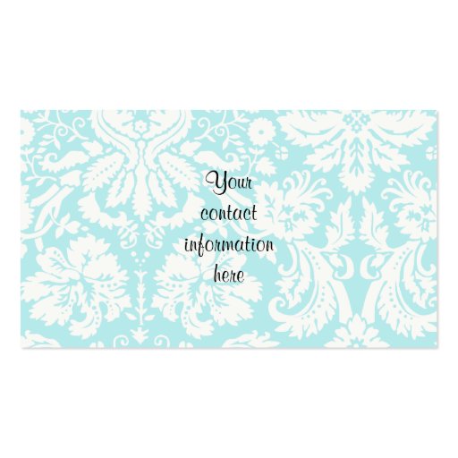 Teal Butterfly; Damask Pattern Business Card Template (back side)