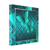 Teal Butterfly Kisses Decor Canvas Print