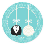 Teal Cake Pop Wedding Envelope Seals zazzle_sticker