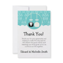 Teal Cake Pop Wedding Thank You Notes Personalized Invitation
