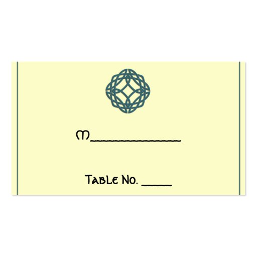 Teal Celtic Eternity Knot Wedding Place Cards Business Card Templates (front side)