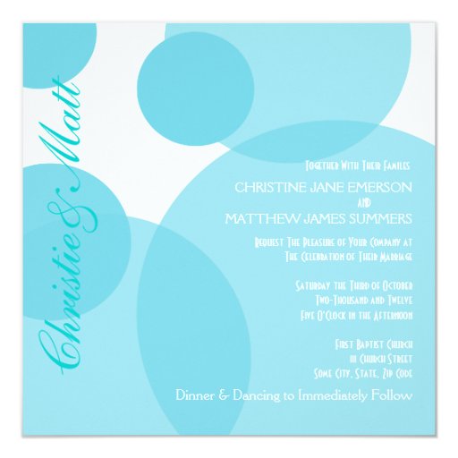 Teal Champagne Bubbles Modern Wedding Invitation Zazzle