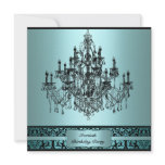Teal Chandelier Black Damask 40th Birthday Invitat Personalized Invitations