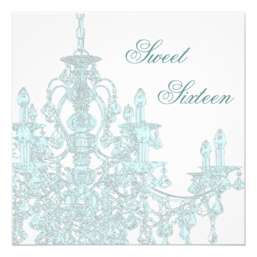Teal Chandelier Sweet Sixteen Party Invitation