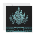 Teal Chandelier Womans 40th Birthday Party Invitations
