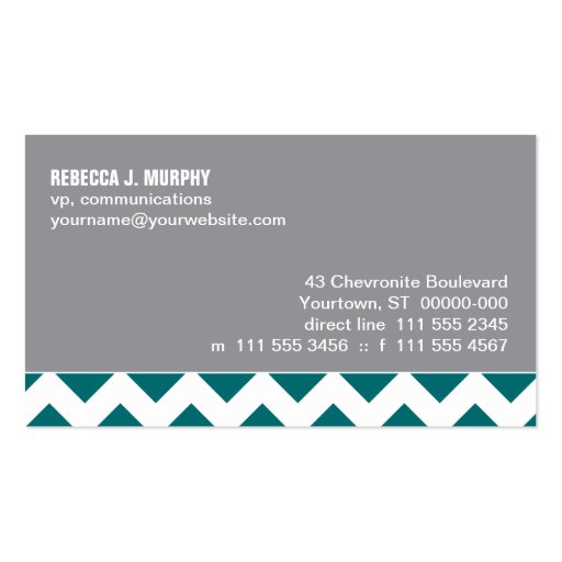 Teal Chevron Business Card (back side)