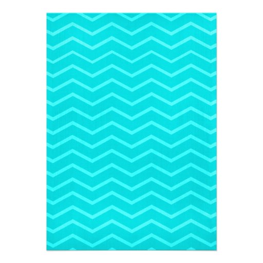 Teal Chevron Stripes Wedding Invitations