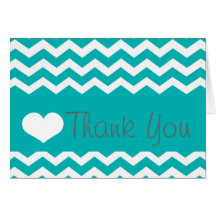 Teal Chevron Thank You Note Cards