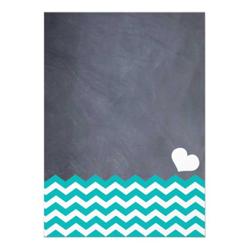 Teal Chevron Wedding Invitation