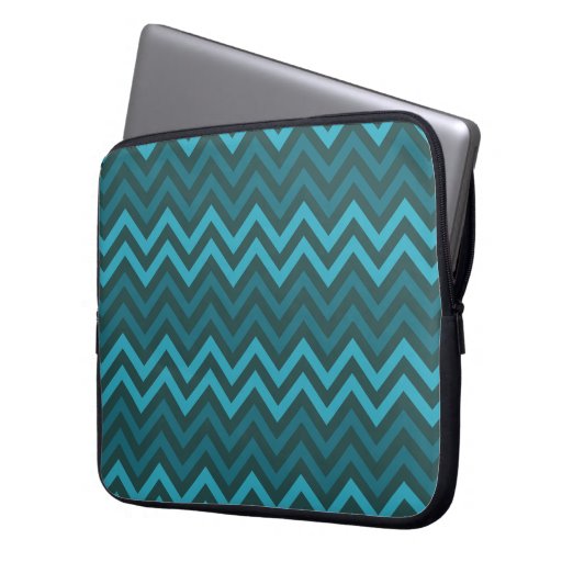 Teal Chevrons Zigzag Designer Laptop Sleeve
