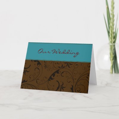 Teal Chocolate Flourish Wedding Invitation Card by LoisCollis