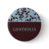 Teal & Chocolate Groomsmen Button
