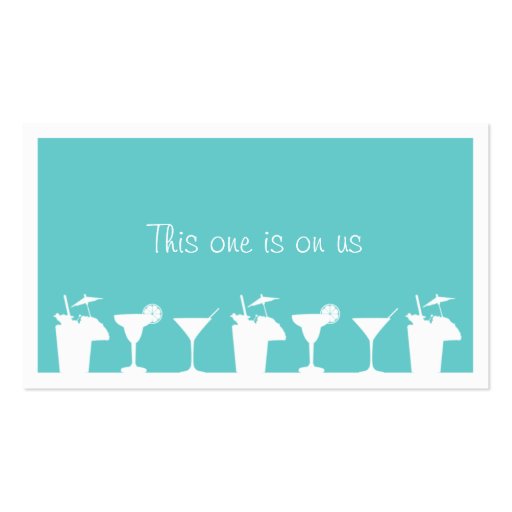 Teal cocktail wedding event custom drink ticket business cards
