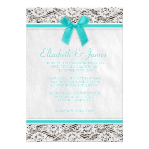 Teal Country Lace Wedding Invitations