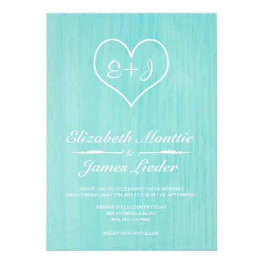 Teal Country Wedding Invitations