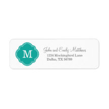 Teal Custom Personalized Monogram Custom Return Address Labels