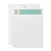 Teal custom photo blank thank you flat note card invitations