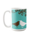 Teal cute birds custom name bridal gift coffee mug mug