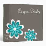 Teal Daisy Flowers Coupon Organizer 3 Ring Binders