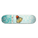 Teal Damask Badminton Skate Boards