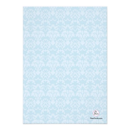 Teal Damask Baptismal Invitation.