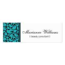 Teal Damask Beauty Micro Mini Business Cards