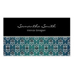 Teal Damask black designer Business card template