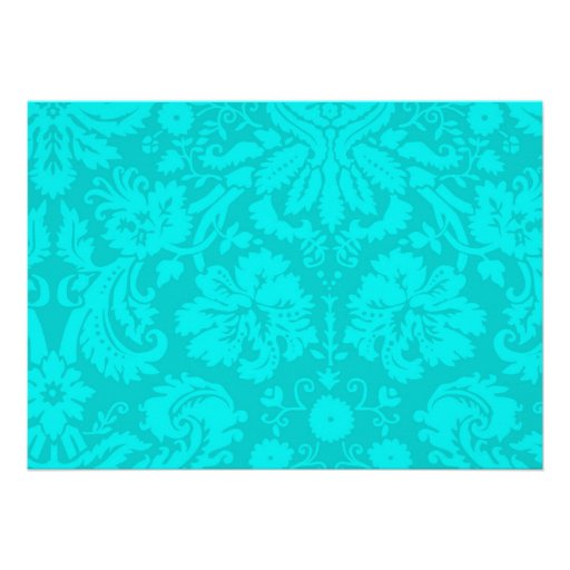 Teal Damask Bridal Shower Invitations