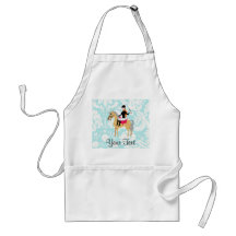 Teal Damask Equestrian Apron