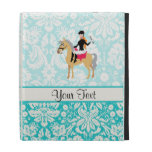 Teal Damask Equestrian iPad Folio Case