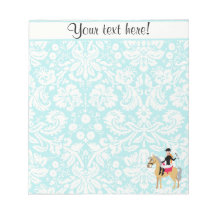 Teal Damask Equestrian Note Pad