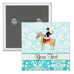 Teal Damask Equestrian Pins