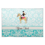 Teal Damask Equestrian Placemats