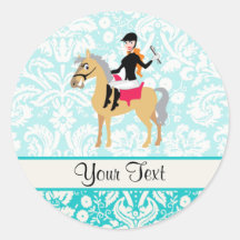 Teal Damask Equestrian Stickers