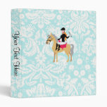 Teal Damask Equestrian Vinyl Binders