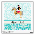 Teal Damask Equestrian Wall Decals
