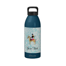 Teal Damask Equestrian Water Bottle