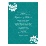 Teal Damask Monogram Wedding Invitation
