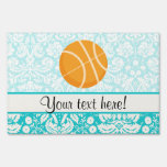 Teal Damask Patten Basketball Yard Signs