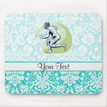 Teal Damask Pattern Fencing Mousepad